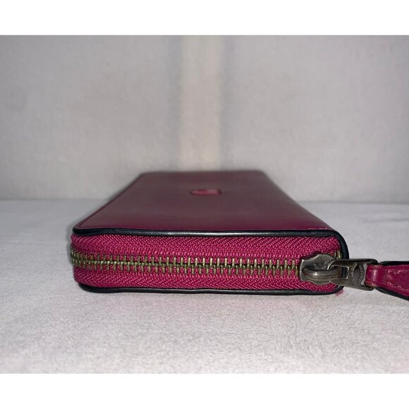 Coach Pac Man Accordion Zip Wallet Shadow/Blinky Ghost F55736 Fuschia - Picture 5 of 12